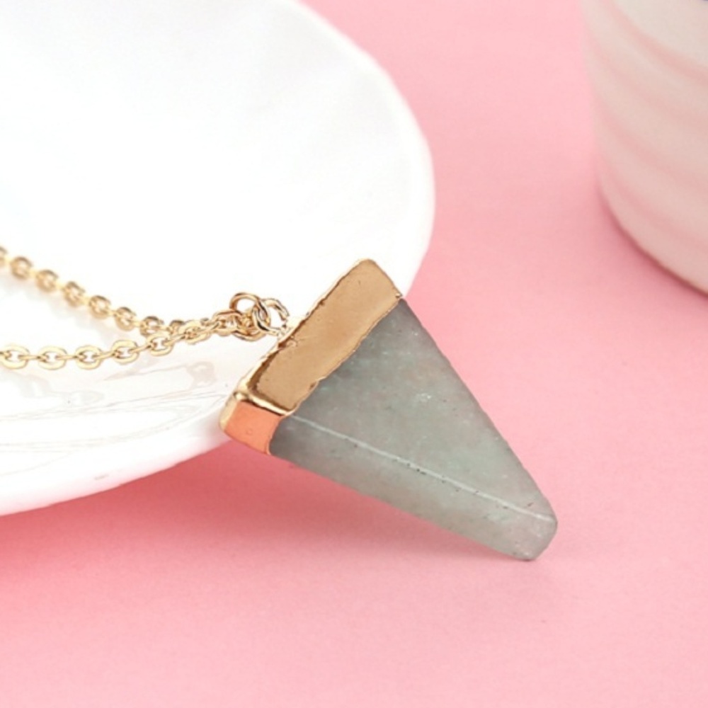 Triangle Stone Pendant Chain Necklace - Picture 3 of 5